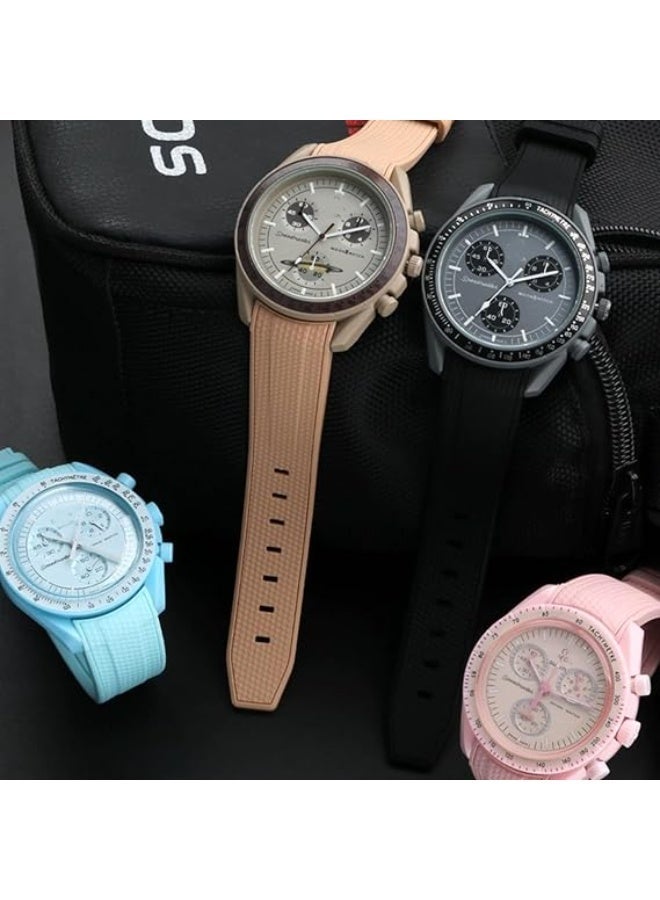 Bands for Moonswatch Watch Rubber for Omega x Swatch MoonSwatch 20mm Rolex Seiko Watch Silicone Men with Stainless Steel Replacement Bracelet Original Bracelet Omega x Swatch MoonSwatch Speedmaster - Image 5